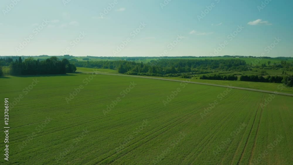 Aerial Shot of Impressive Large Agricultural Fields in Bright Sunny Day. Aerial Shot of Impressive Large Agricultural Fields in Bright Sunny Day.