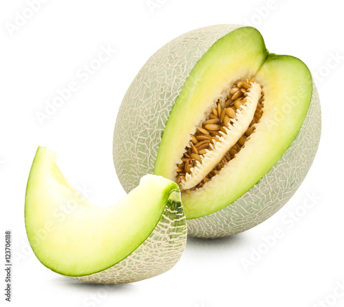 green cantaloupe melon isolated