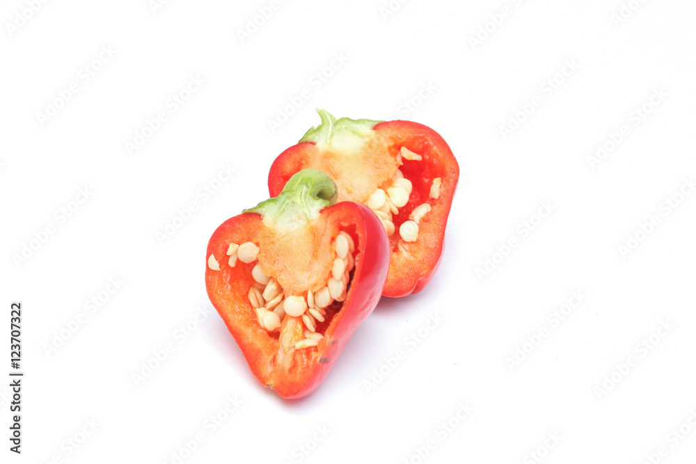 small chili bell paprika on white background small chili bell paprika on white background