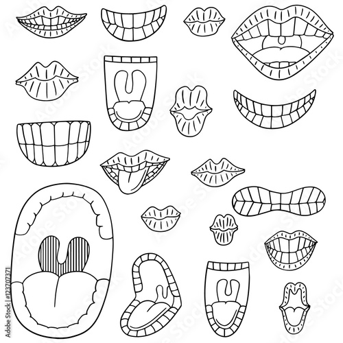 vector set of mouth
