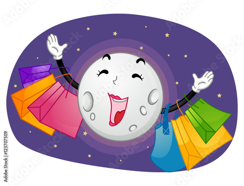 Mascot Moon Shopping
