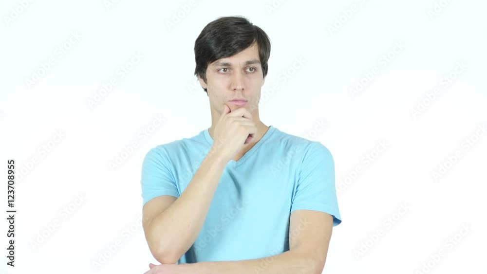 Thinking Serious Young Man, White Background Thinking Serious Young Man, White Background