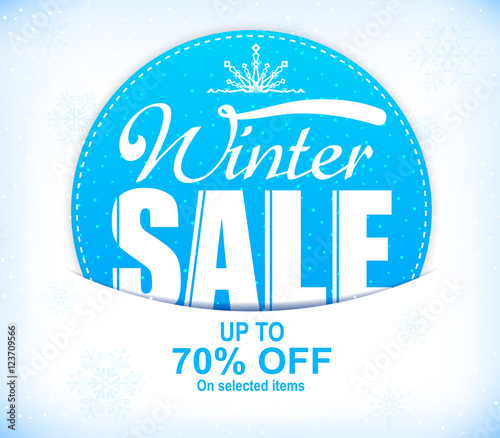 Winter Sale Up To 70 Percent Off Promotional Design with Snow 