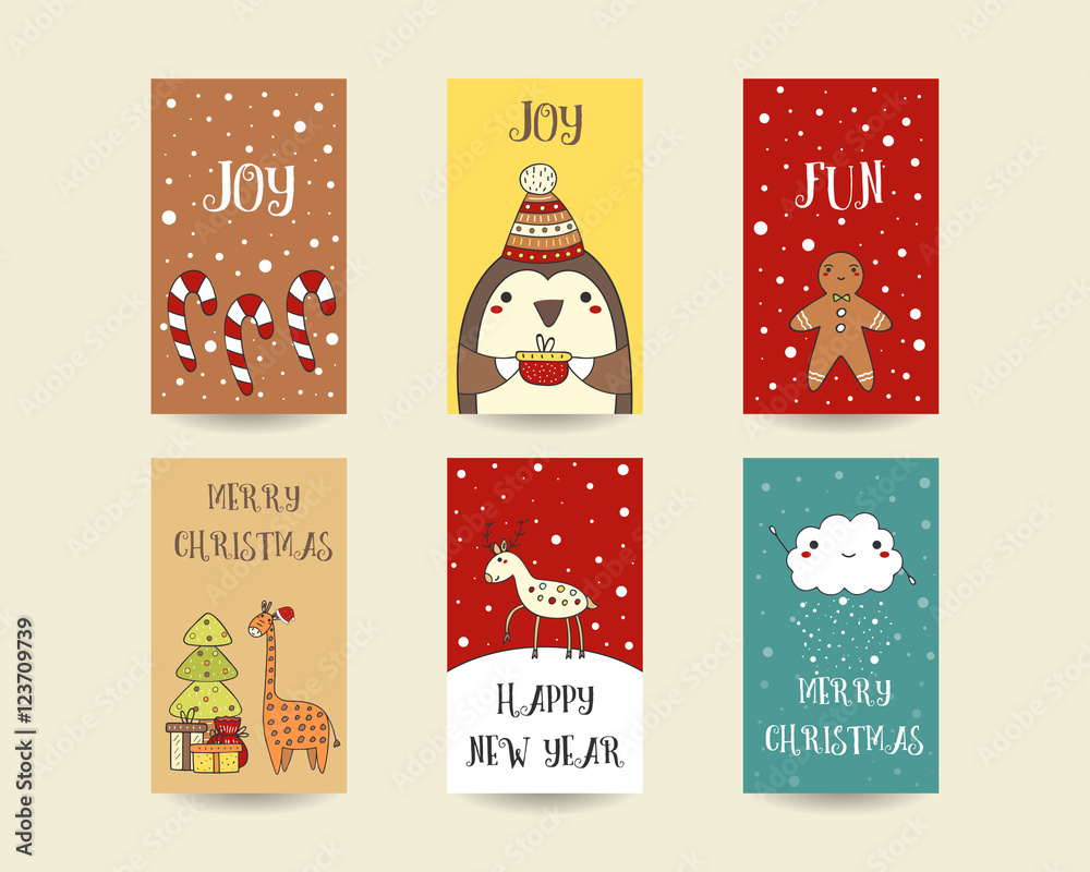 Cute hand drawn Christmas cards Cute hand drawn Christmas cards
