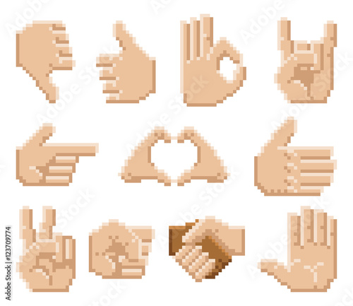 Pixel Art Hand Icons