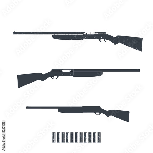 Hunting rifle, shotgun isolated on white