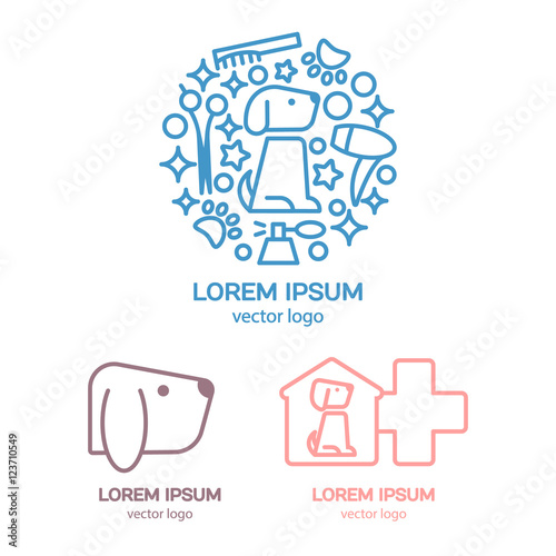 Vector logo design template for pet shops, and veterinary clinics, set, badge for websites and prints