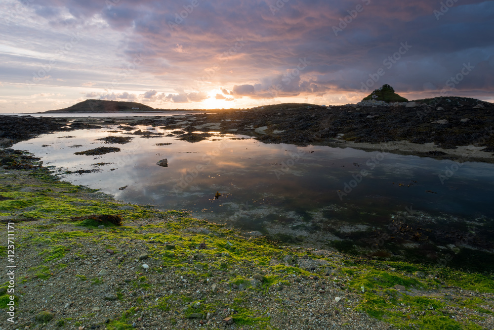 Sunset from new Grimsby on fresco isles of scilly cornwall england uk