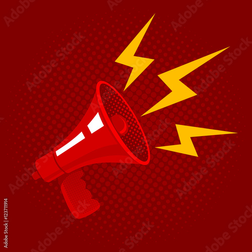 Red retro megaphone