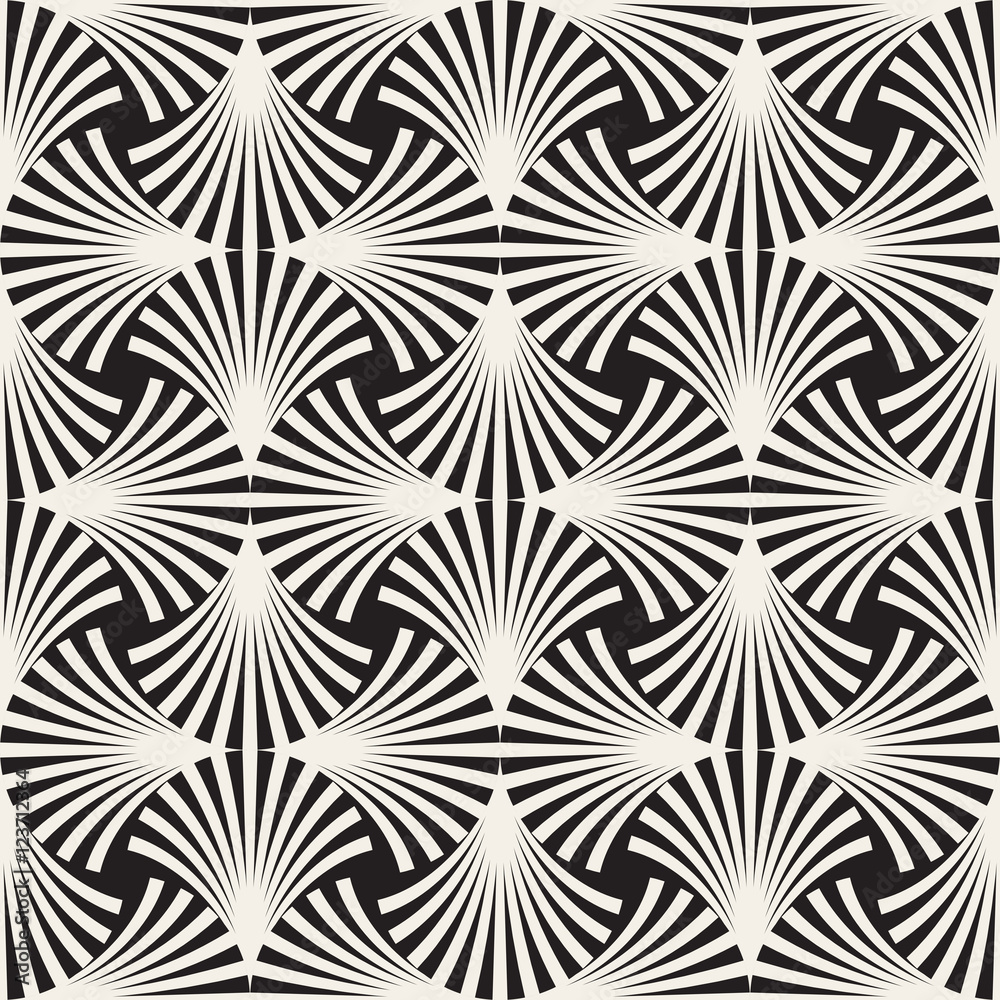 Vector Seamless Black and White Arc Lines Grid Pattern Vector Seamless Black and White Arc Lines Grid Pattern