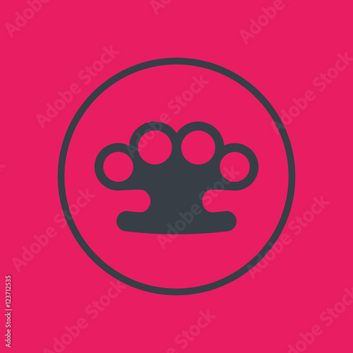 brass knuckles icon in circle, vector illustration