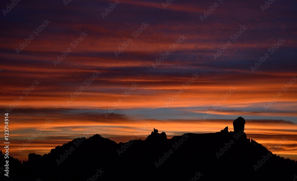Amazing sky at sunset, summit of Gran canaria, Canary islands Amazing sky at sunset, summit of Gran canaria, Canary islands