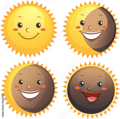 Sun Solar Eclipse Mascots