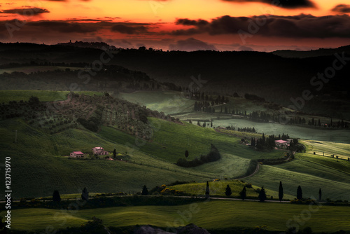 Sunrise over Val d'Orcia Tuscany
