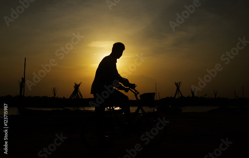 Portrait of Indian Boy With Cycle