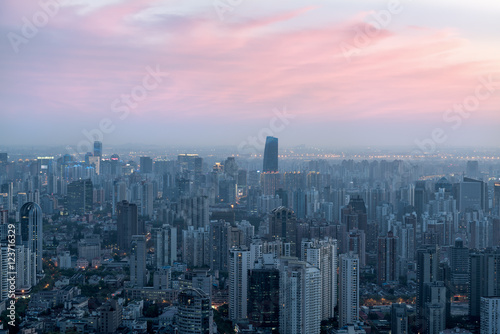Shanghai skyscrapers Illuminated at Dusk © YANG WEI CHEN 