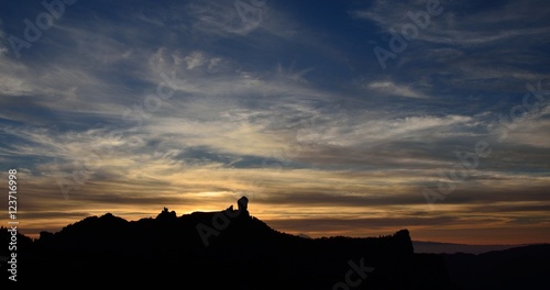 Amazing sky at sunset, summit of Gran canaria, Canary islands