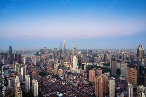 elevated view of Shanghai skyline at sunset © YANG WEI CHEN 