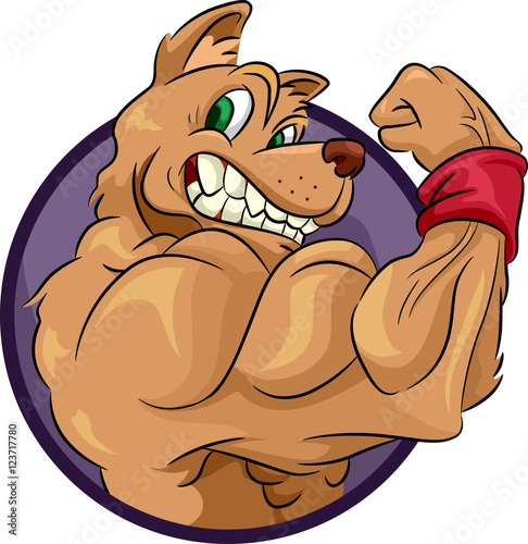 Mascot Muscular Dog Pose