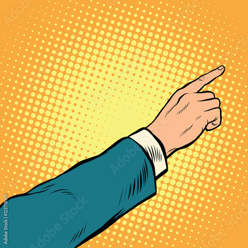 Retro hand pointing to the right up