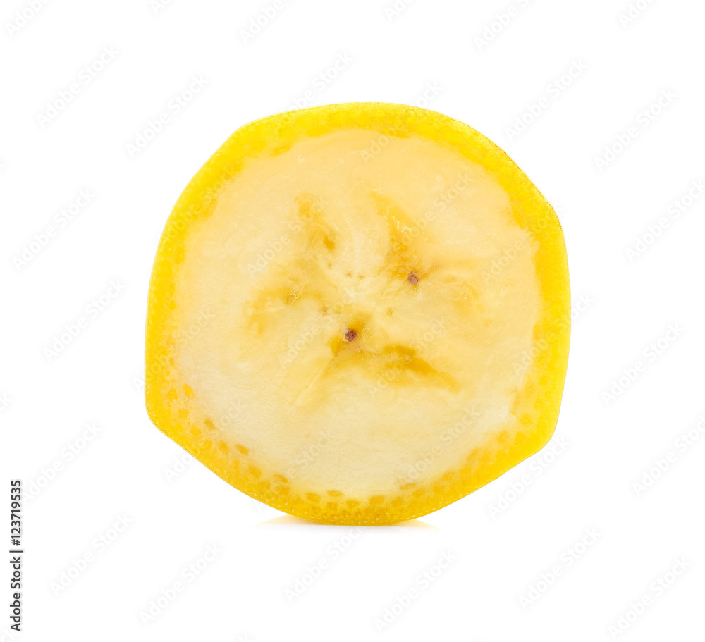 Bananas fruit. sliced fresh banana isolated on white background.