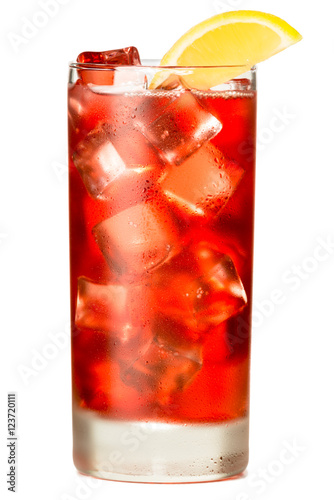 Valokuva Tall highball cranberry juice sea breeze cocktail isolated on white background