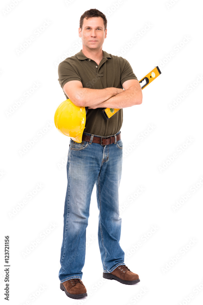 Construction Contractor Carpenter isolated on white background Construction Contractor Carpenter isolated on white background