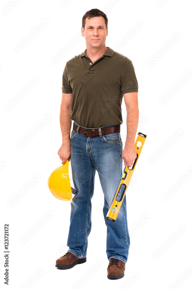 Construction Contractor Carpenter isolated on white background Construction Contractor Carpenter isolated on white background