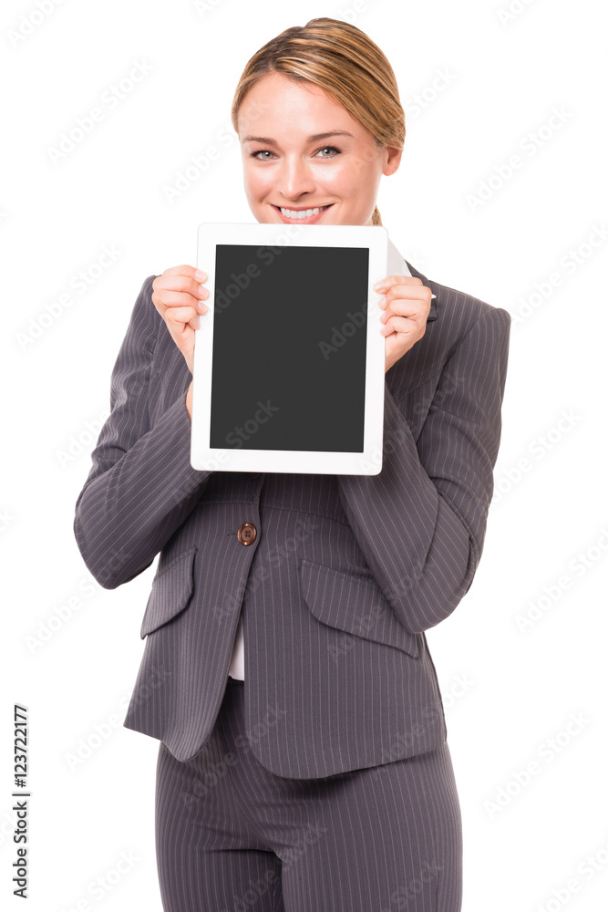 Young Businesswoman with Digital Tablet isolated on white background Young Businesswoman with Digital Tablet isolated on white background