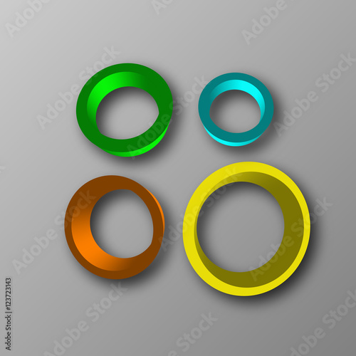 Vector illustration of 3d rings logo design. Abstract background.