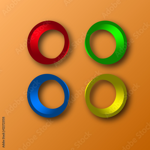 Vector illustration of 3d rings logo design. Abstract background.