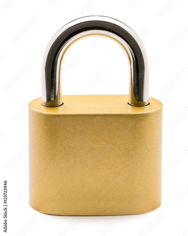 Brass Padlock isolated on White background Brass Padlock isolated on White background