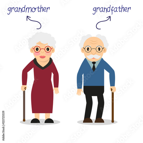 Aged people. Grandmother. Grandfather. Old age. Disability. For your design.