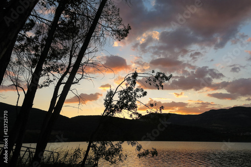 Sunset at the Terradets reservoir, Catalan Pyrenees, Spain photo