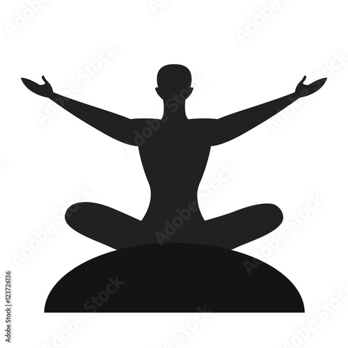 Silhouette of the meditate person isolated vector on the white background
