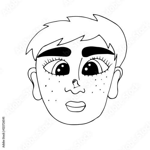 Head of boy with pimple on a nose
