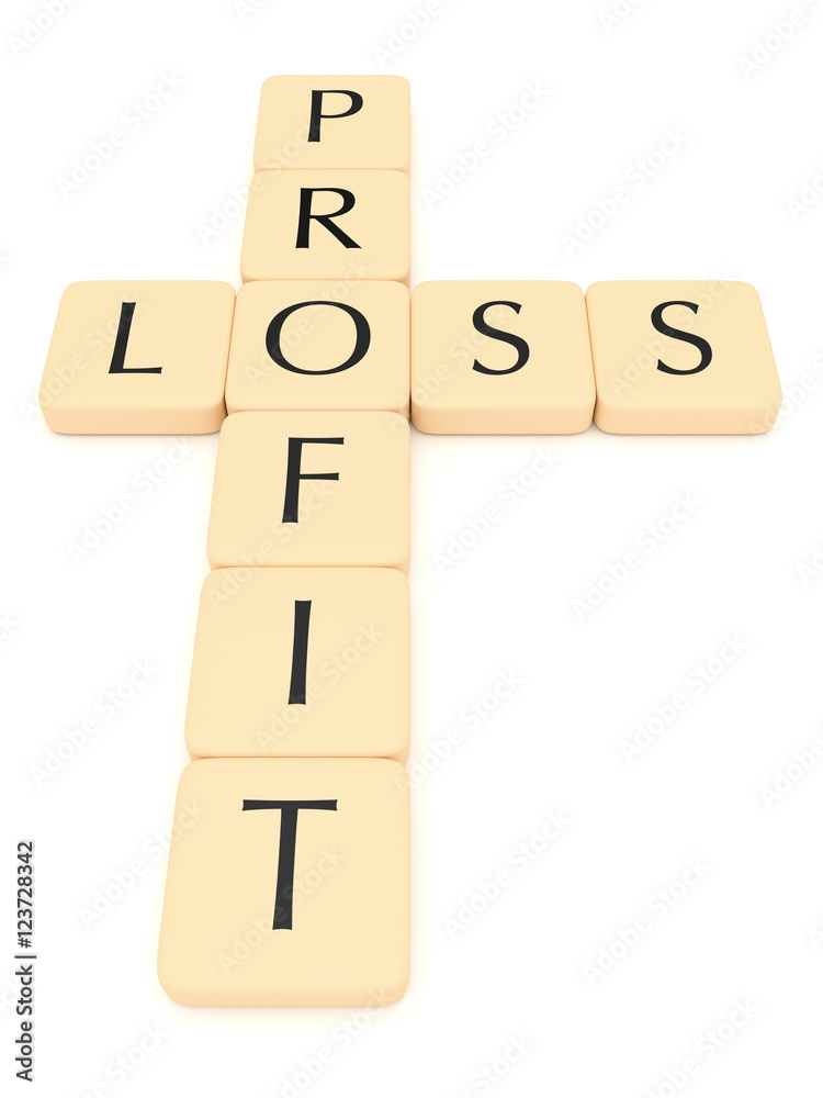 Letter tiles: profit and loss, 3d illustration Letter tiles: profit and loss, 3d illustration