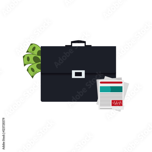 flat design briefcase and medical history icon vector illustration