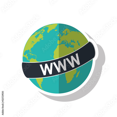 Planet sphere icon. Global communication intenet connectivity web and technology theme. Isolated design. Vector illustration