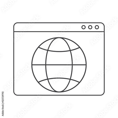 Website and sphere icon. Global communication intenet connectivity web and technology theme. Isolated design. Vector illustration