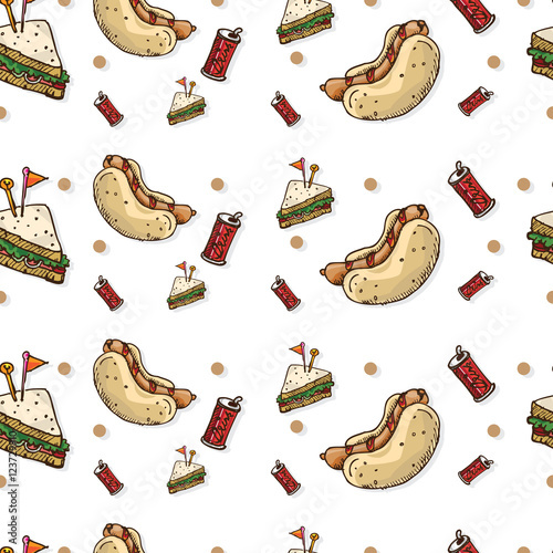 pattern hotdog sanwich drink