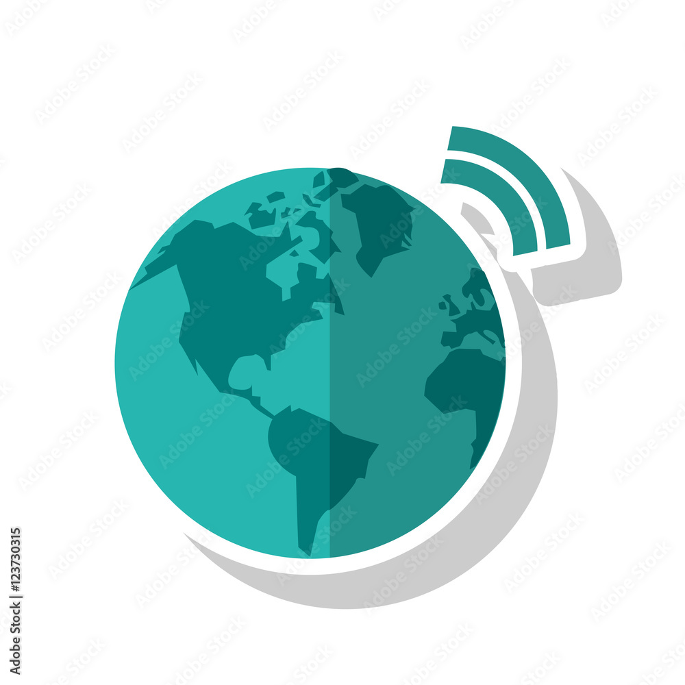 Planet sphere icon. Global communication intenet connectivity web and technology theme. Isolated design. Vector illustration