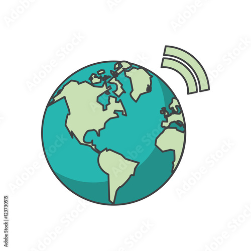 Planet sphere icon. Global communication intenet connectivity web and technology theme. Isolated design. Vector illustration