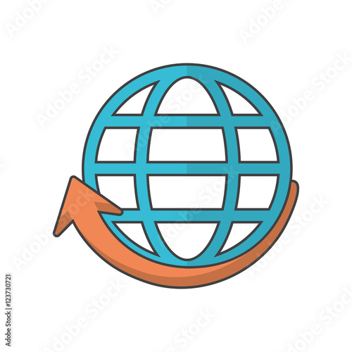 sphere and arrow icon. Global communication intenet connectivity web and technology theme. Isolated design. Vector illustration