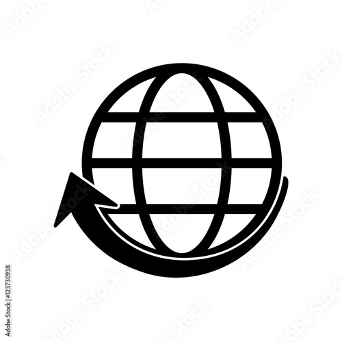 sphere and arrow icon. Global communication intenet connectivity web and technology theme. Isolated design. Vector illustration
