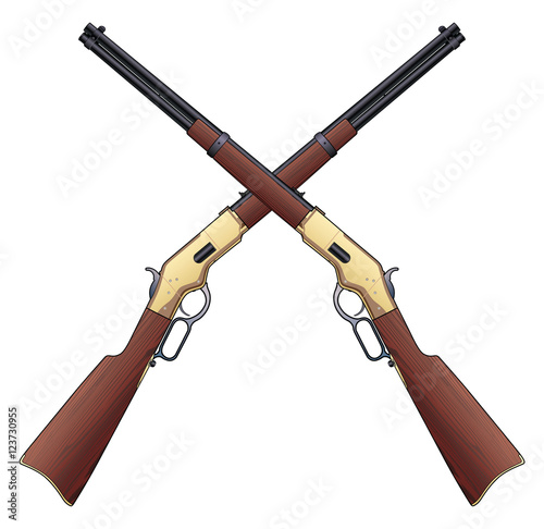 Rifles Crossed is an illustration of two vintage rifles in a crossed design.