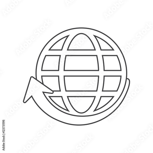 sphere and arrow icon. Global communication intenet connectivity web and technology theme. Isolated design. Vector illustration