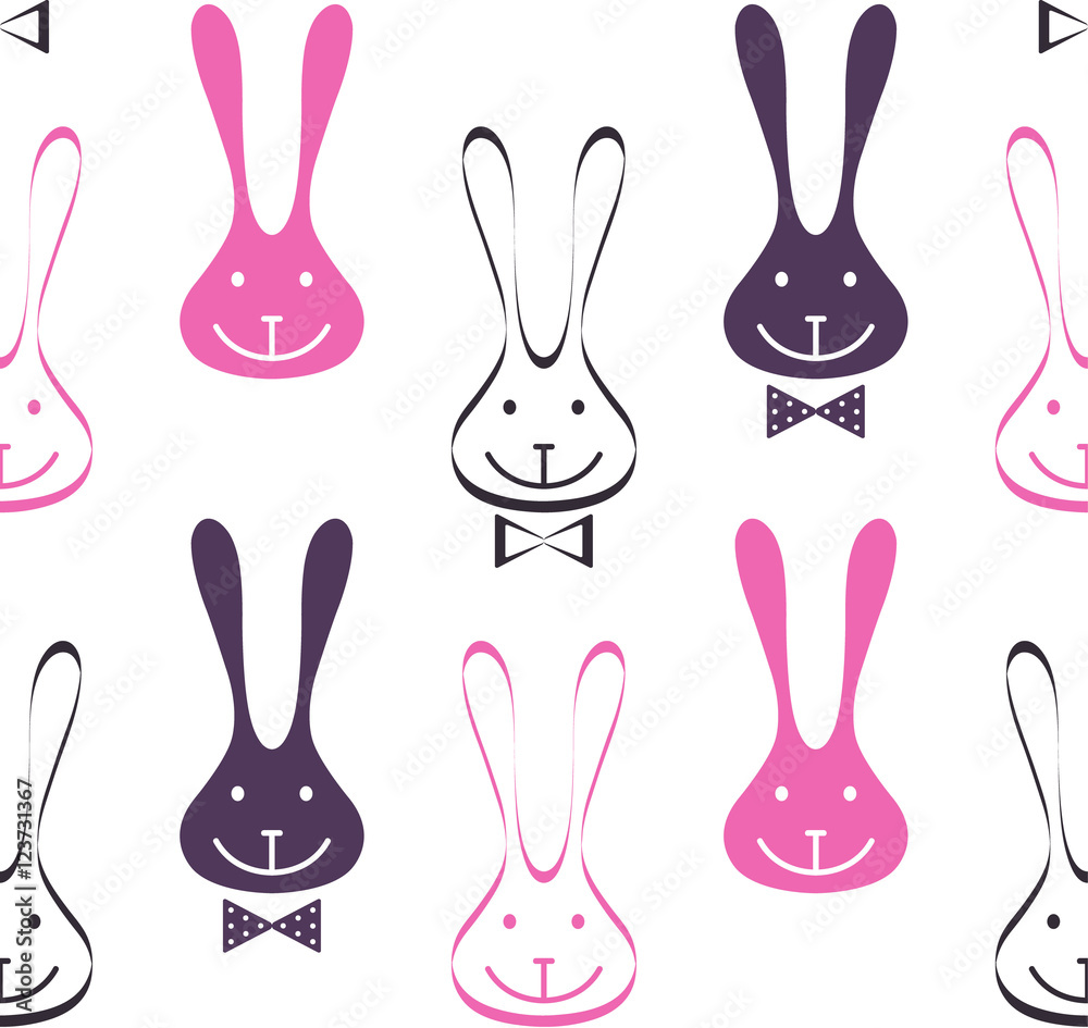 Vector seamless pattern. Abstract background with funny rabbits. Vector seamless pattern. Abstract background with funny rabbits.