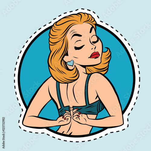 Pin-up girl wears a bra