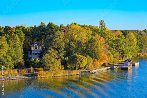 Turku Archipelago with fall season colors